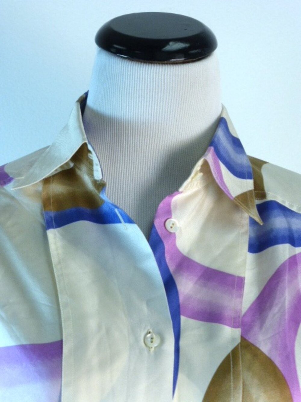 SALVATORE FERRAGAMO silk shirt + neck  tie  6 white pink blue